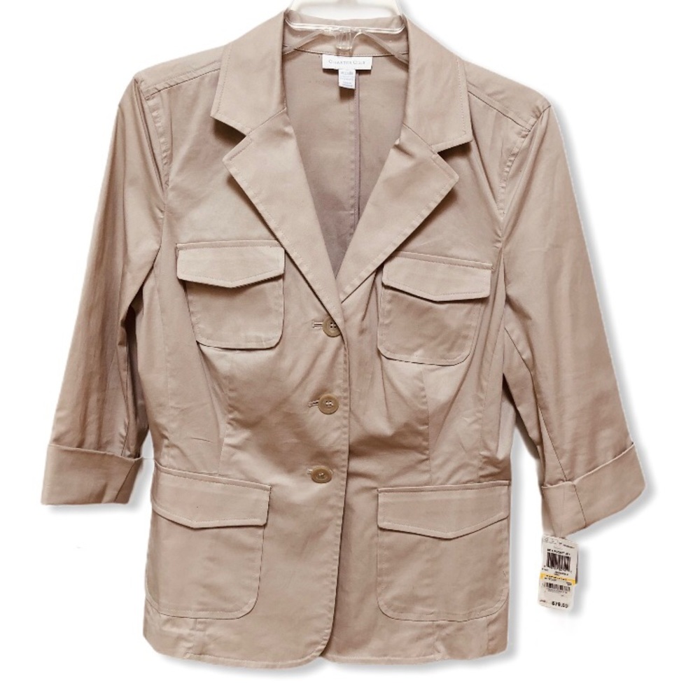 Charter Club Cotton fitted 3/4 Sleeve Blazer